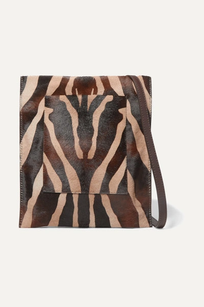 Khaite Leather-trimmed Zebra-print Calf Hair Shoulder Bag In Zebra Print