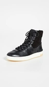 Vince Rowan Leather And Suede High-top Sneakers In Black