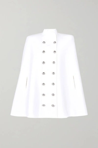 Balmain Button-embellished Double-breasted Wool And Cashmere-blend Cape In White
