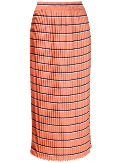 À La Garçonne Pleated Midi Skirt In Orange