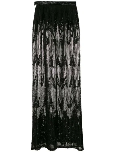 À La Garçonne Lace Pleated Maxi Skirt In Black