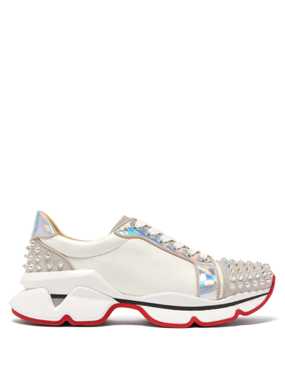 Christian Louboutin Orlato Studded Leather Sneakers In White