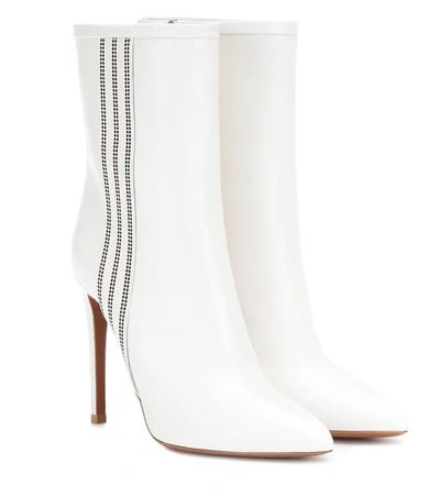 Alaïa Leather Ankle Boots In White