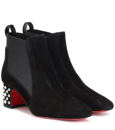 Christian Louboutin Study 55 Suede Ankle Boots In Black