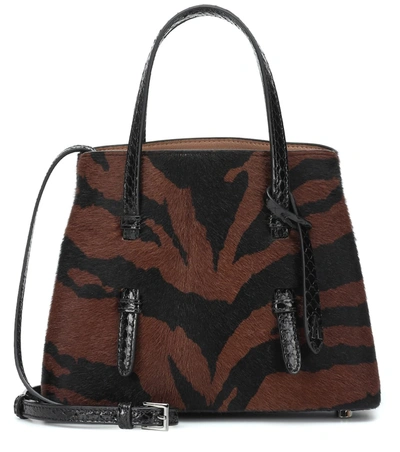 Alaïa Mina Mini Calf Hair Tote In Brown