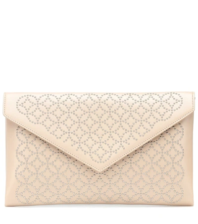 Alaïa Oum Studded Leather Clutch In Beige