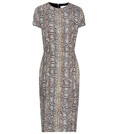 Victoria Beckham Cotton-blend Snake-jacquard Dress In Brown