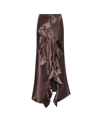 Ellery Salero Satin Midi Skirt In Brown