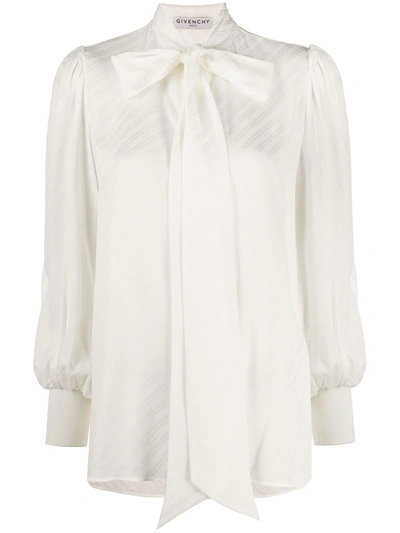 Givenchy Pussy-bow Silk Blouse In Ivory