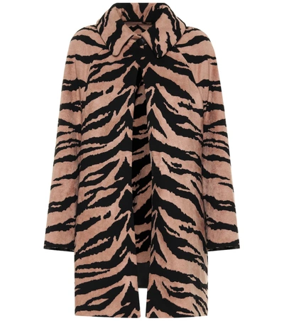 Alaïa Zebra Jacquard Cocoon Coat In Beige