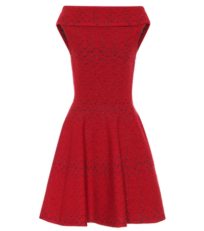 Alaïa Jacquard Knit Dress In Red