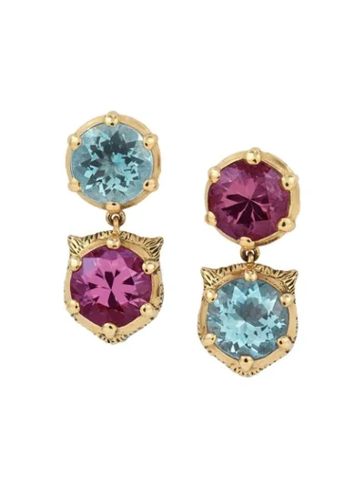 Gucci 18kt Yellow Gold Le Marché Des Merveilles Diamond, Aquamarine And Tourmaline Earrings