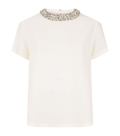 Max Mara Embellished Neck Top In Ivory | ModeSens