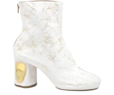 Maison Margiela Metallic Ankle Boots In Withe/gold