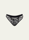 Else Petunia Floral-lace Sporty Bikini Briefs In Black