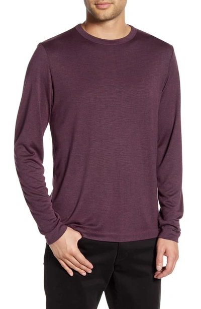 Theory Gaskell Regular Fit Long Sleeve T-shirt In Aubergine Multi