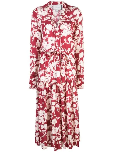 Alexis Ambrosia Floral-print Long-sleeve Dress In Red