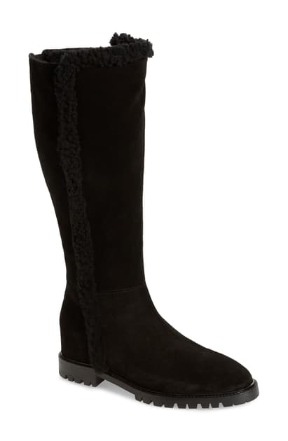 aquatalia wynter suede & shearling platform boots