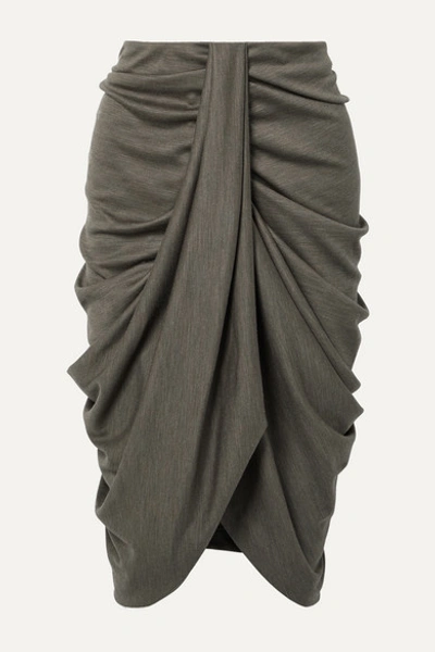 Isabel Marant Datisca Asymmetric Ruched Wool-jersey Skirt In Army Green