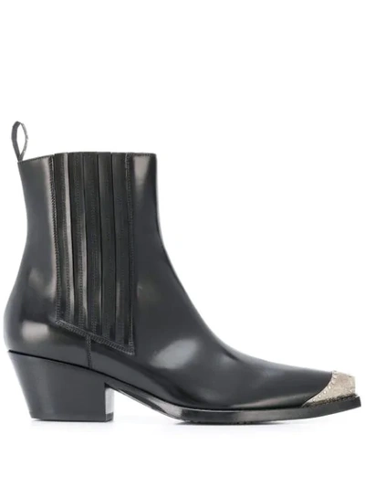 Sartore Ankle Boots Sr3655 Calfskin Metal Tip Black