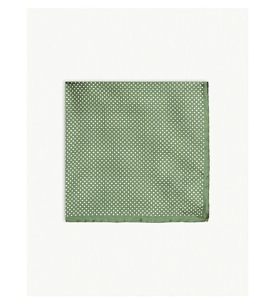 Eton Polka-dot Silk Pocket Square In Green