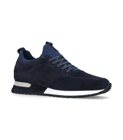 Mallet Archway Suede And Neoprene Trainers In Navy