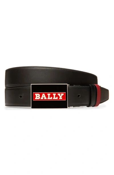 Bally Men's Plaque Reversible Leather Belt In Black