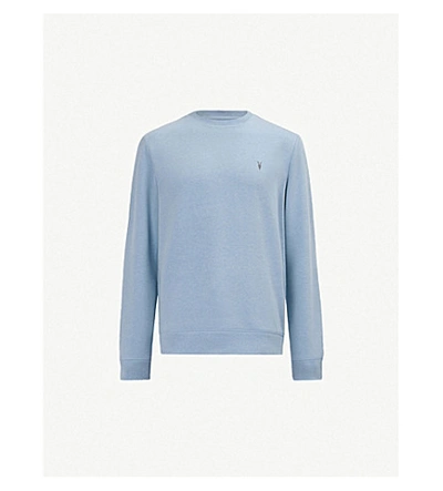 Allsaints Raven Cotton-fleece Sweatshirt In Lt Atlanticblu