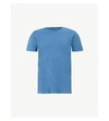 Allsaints Figure Crewneck Cotton-jersey T-shirt In Atlantic Blue