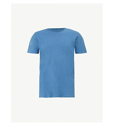 Allsaints Figure Crewneck Cotton-jersey T-shirt In Atlantic Blue