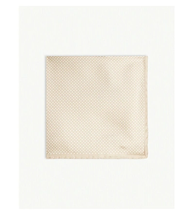 Eton Polka-dot Silk Pocket Square In Offwhite/brown