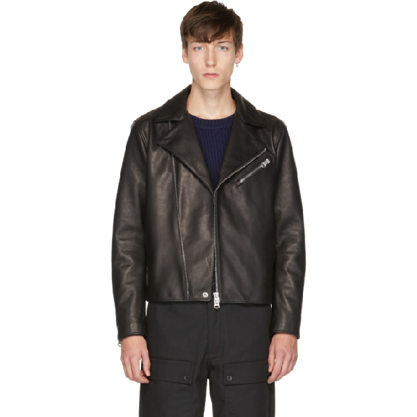 Acne Studios Axl Slim Fit Suede Panelled Leather Jacket In Black Modesens