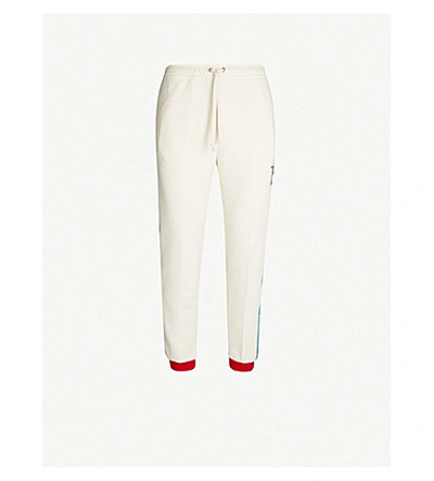 Gucci Side-stripe Cotton Jogging Bottoms In Natural Azure Red
