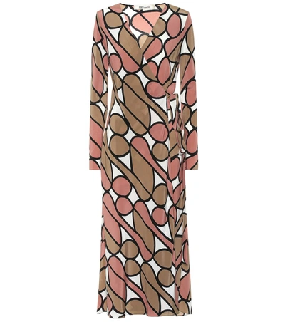 Diane Von Furstenberg Tilly Graphic-print Silk Wrap Dress In Brown