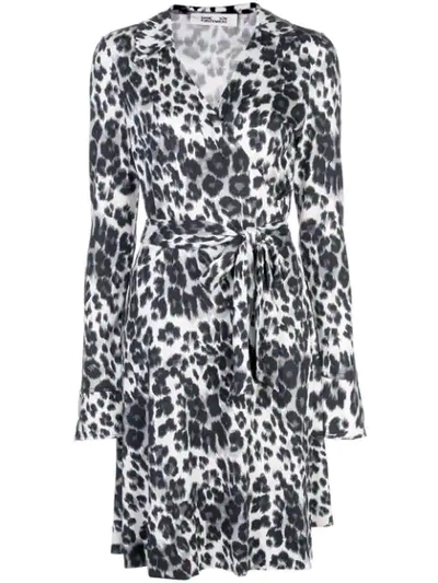Diane Von Furstenberg Donika Gathered Leopard-print Silk-crepe Midi Dress In Black