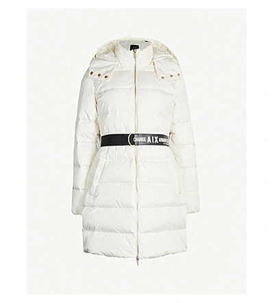 Armani Exchange Hooded Shell-down Coat In White