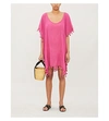 Seafolly Amnesia Crinkled-cotton Kaftan In Magenta Haze