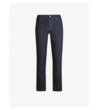 7 For All Mankind Standard Straight Cashmere Jeans In Dark Blue