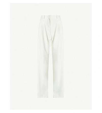 Awake Dropped-crotch Straight High-rise Trousers In White