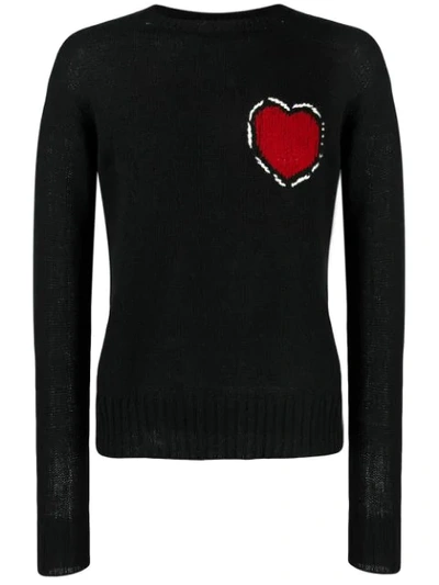 Prada Heart-knit Wool Jumper In Black