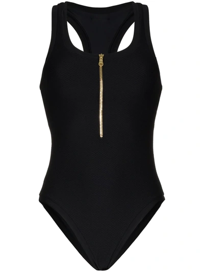 Heidi Klein Core Zip-fastening Swimsuit In Schwarz