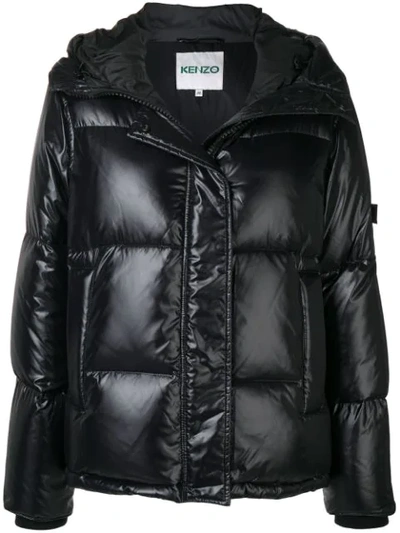 Kenzo Padded Quilted High-neck Shell Jacket In Black