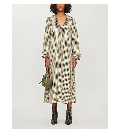 Stine Goya Brooklyn Gingham-print Oversized Stretch-crepe Midi Dress In Gingham Orange