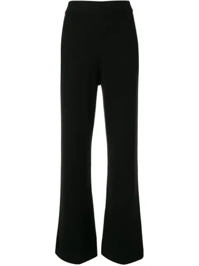 Markus Lupfer Becca Contrast-striped Merino Wool Trousers In Black