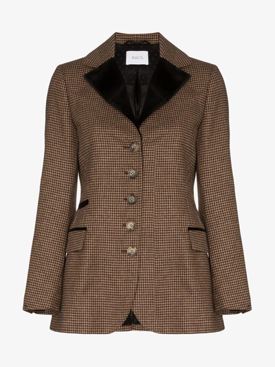 Racil Curtis Single-breasted Houndstooth Wool Jacket In Brown