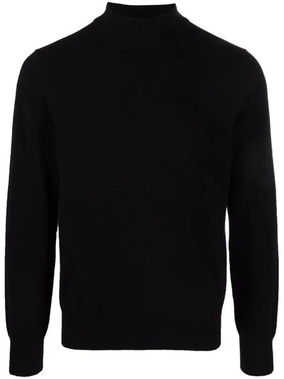 Sandro Mens Navy Blue Crewneck Wool-blend Jumper M In Schwarz