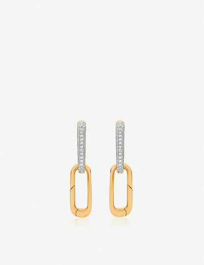 Monica Vinader Alta Capture Charm 18ct Gold-plated Vermeil Silver And Diamond Link Earrings In 18 Ct Gold