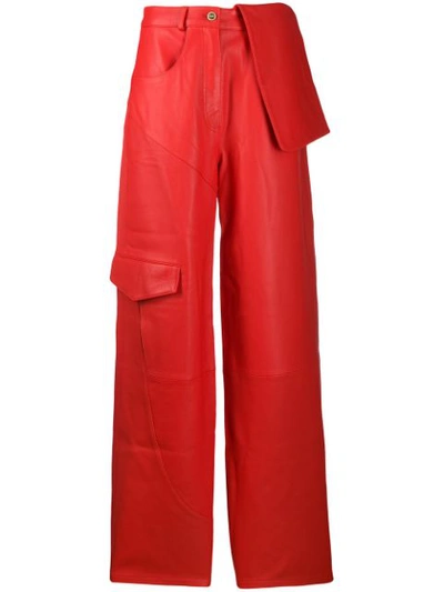 Jacquemus Le Pantalon De Nîmes Leather Pants In Red