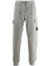 Stone Island Logo-patch Cotton Track Pants In Grey