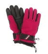 Moncler Logo Patch Twill And Leather Technical Ski Gloves In Pink
